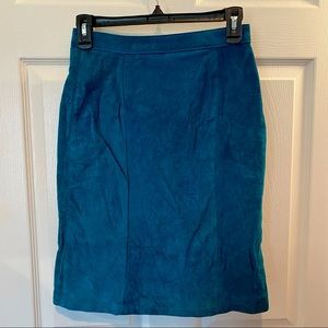 Vintage Teal Leather Skirt